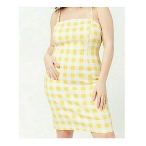 FOREVER21 YELLOW & WHITE CHECKERED DRESS